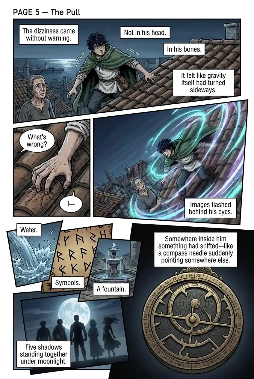 The Pull — visions of water, symbols, and five shadows