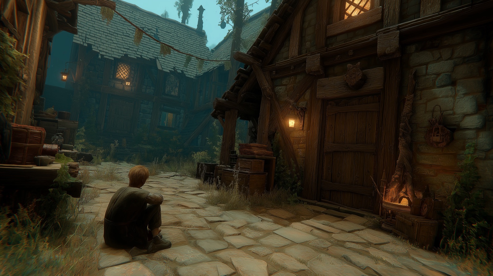 نِيار جالساً وحيداً في الليل